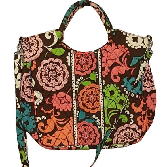 Vera Bradley Crossbody Purse Lola Handbag Brown Pink Green Blue Retired 2013 - Picture 1 of 10